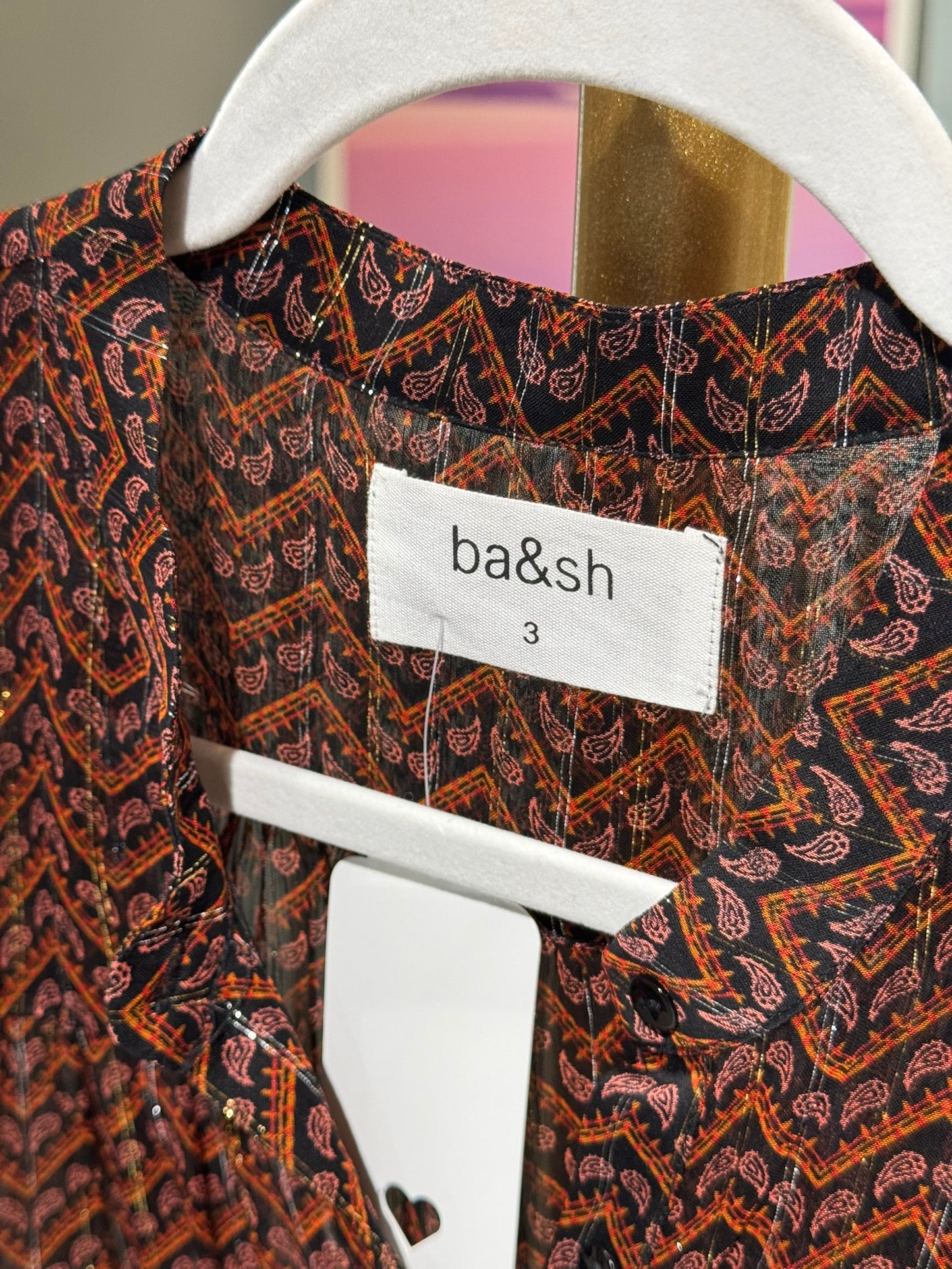 ba&sh - Bluse - Lurex rosa, schwarz, gelb