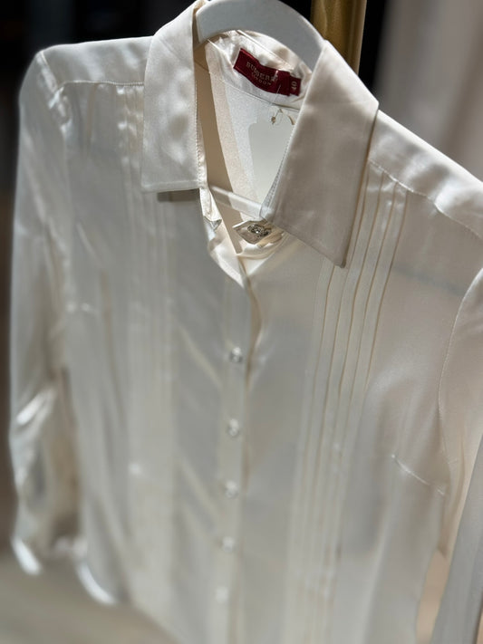 Burberry - Seidenbluse - cremefarben