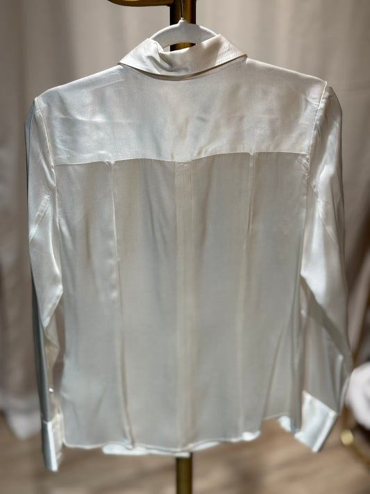 Burberry - Seidenbluse - cremefarben