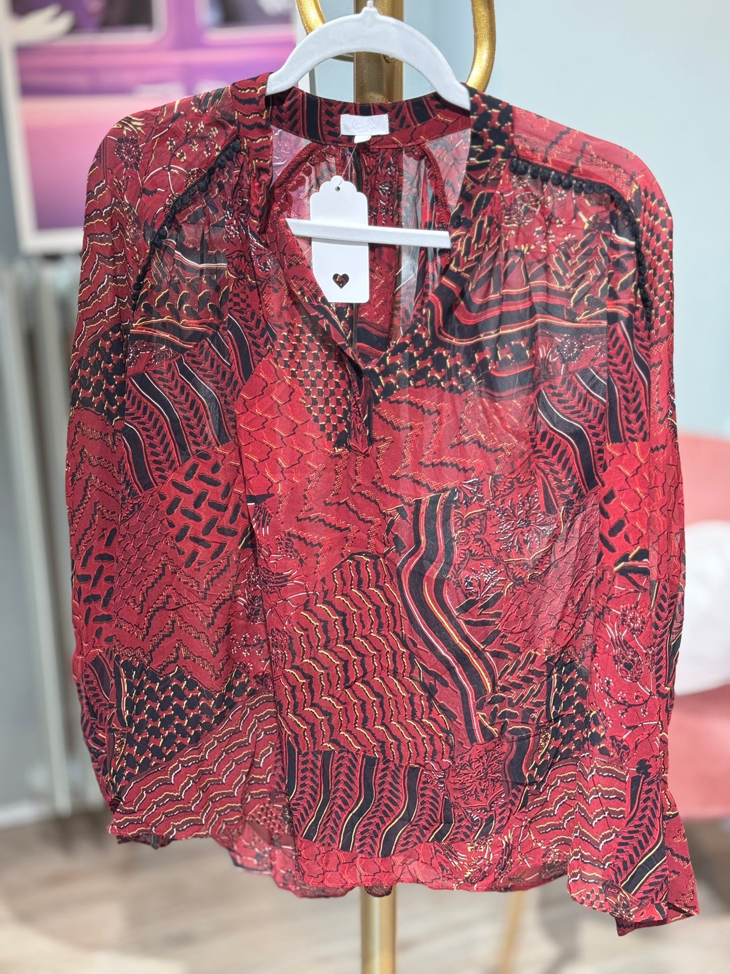 lala Berlin - Bluse - rot schwarz