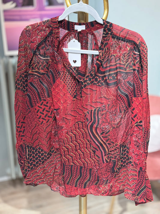 lala Berlin - Bluse - rot schwarz