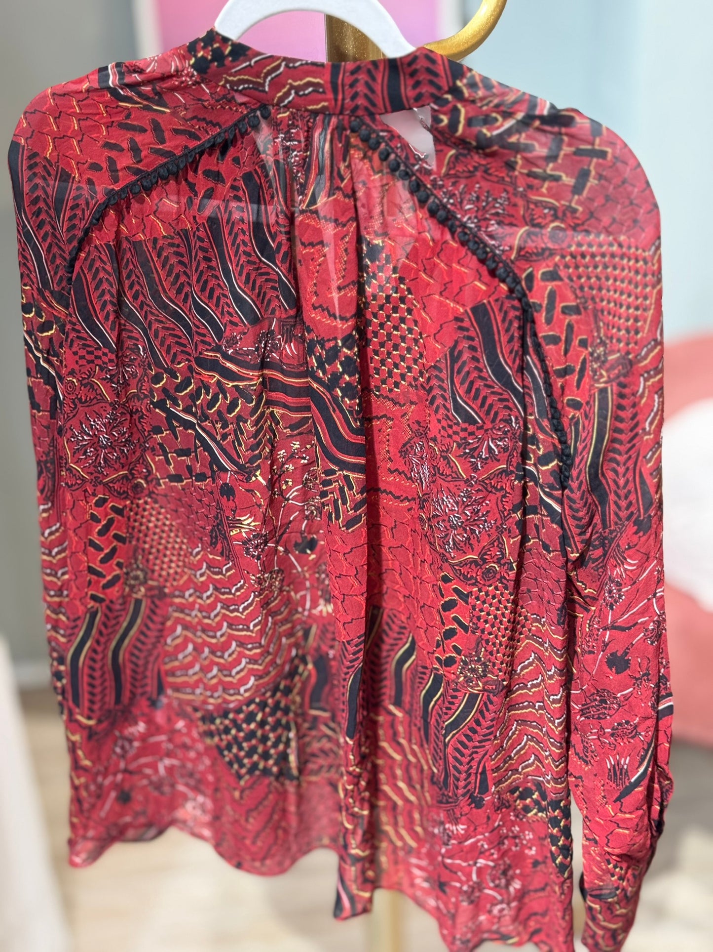 lala Berlin - Bluse - rot schwarz