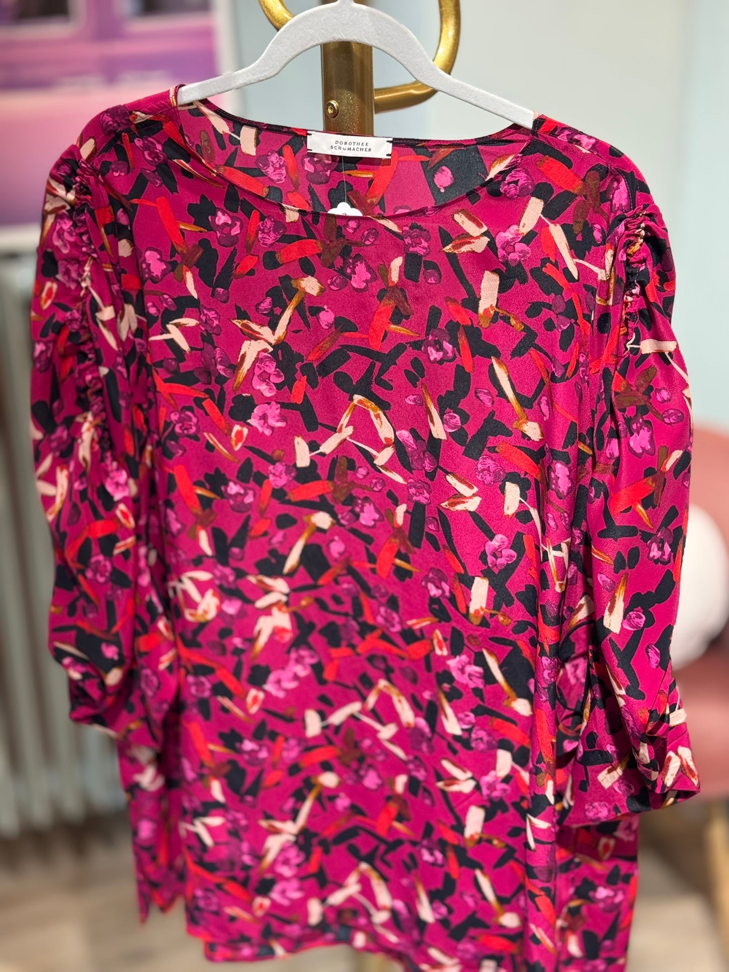 Dorothee Schuhmacher - Seidenshirt - pink, rot, schwarz