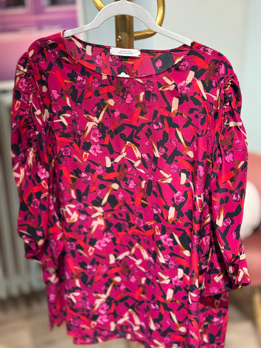 Dorothee Schuhmacher - Seidenshirt - pink, rot, schwarz