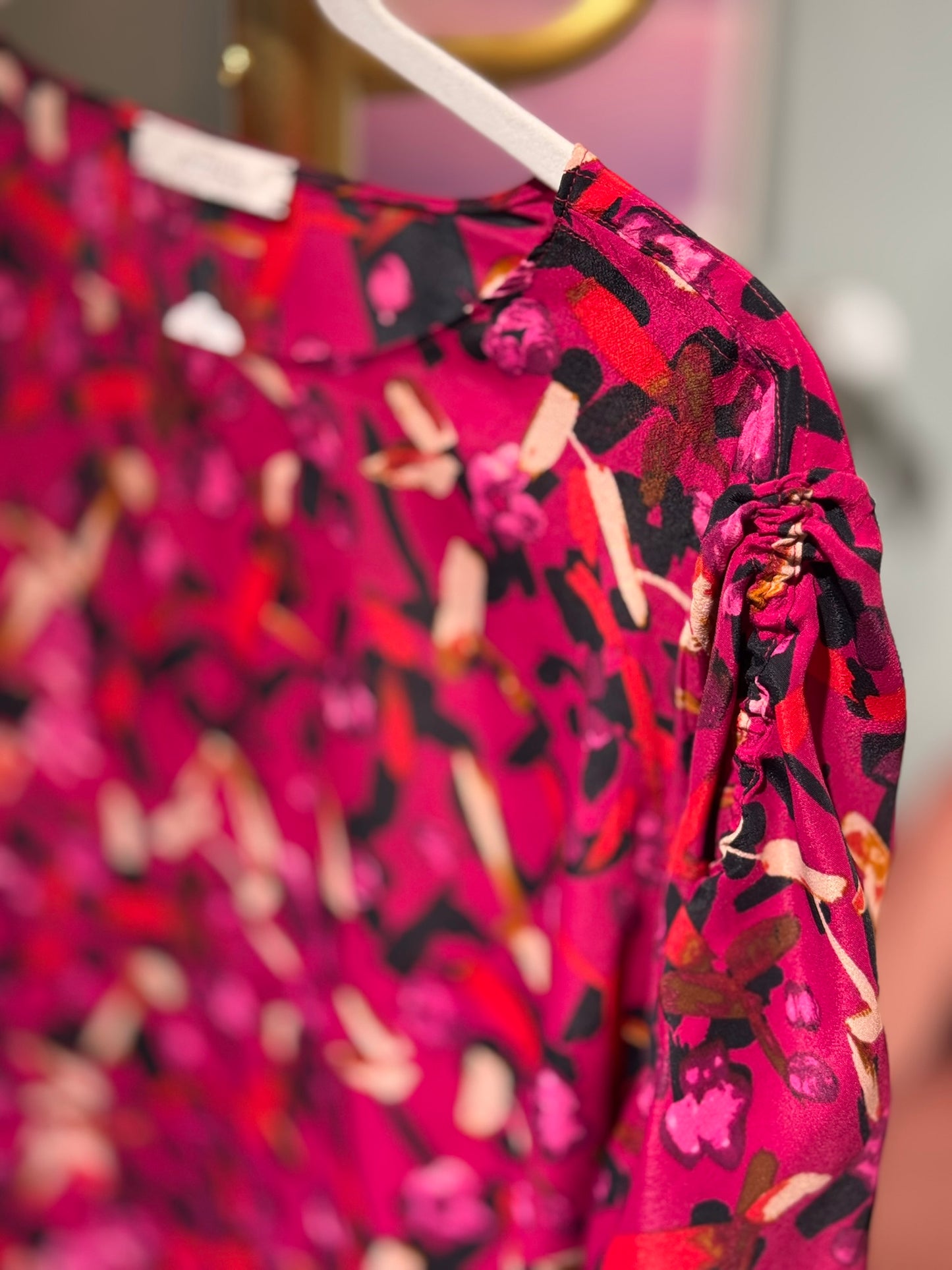 Dorothee Schuhmacher - Seidenshirt - pink, rot, schwarz