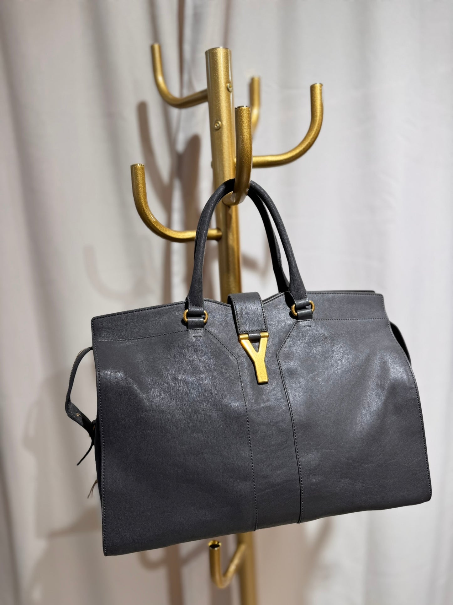Yves Saint Laurent Shopper - Leder grau