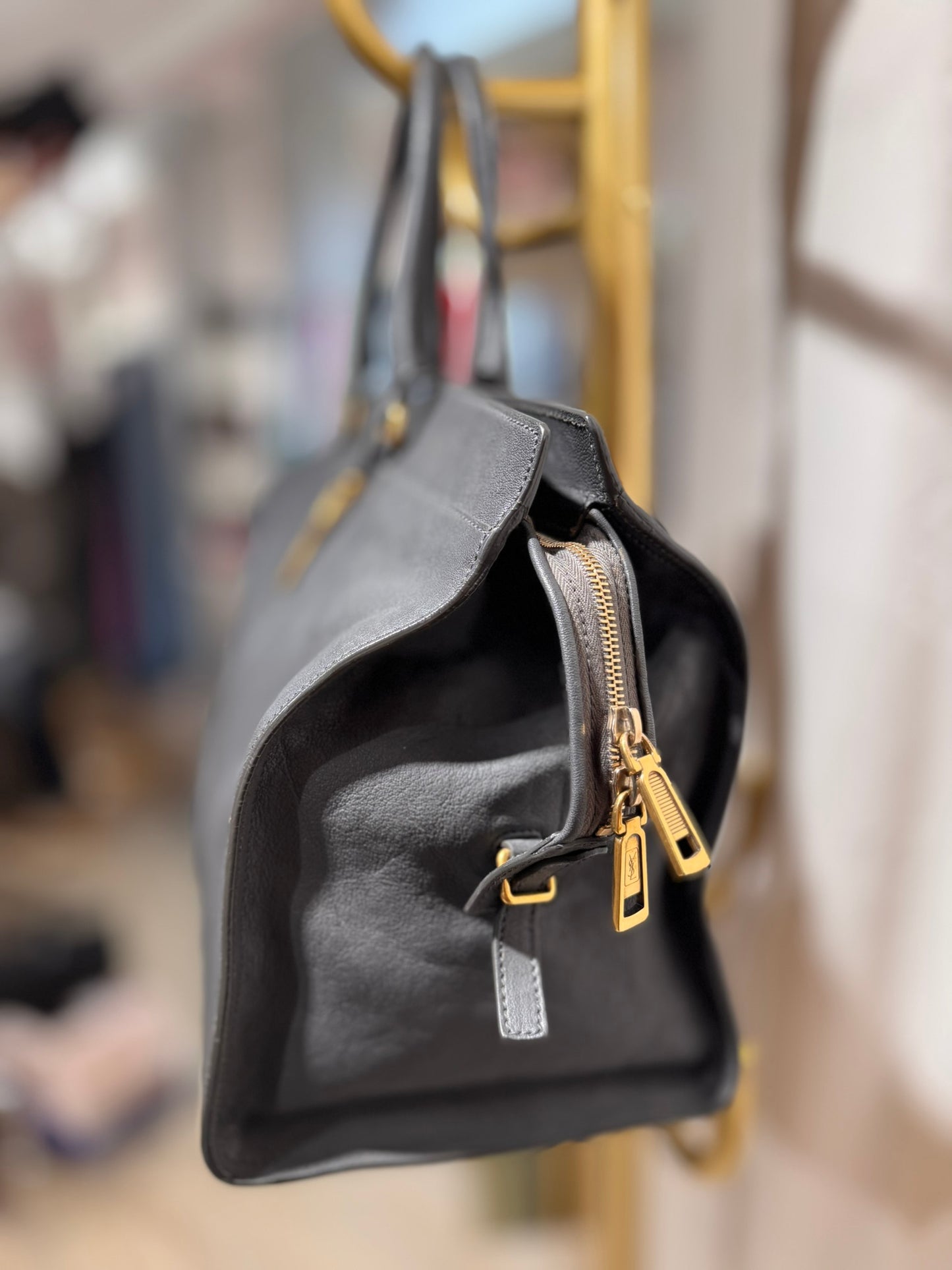 Yves Saint Laurent Shopper - Leder grau