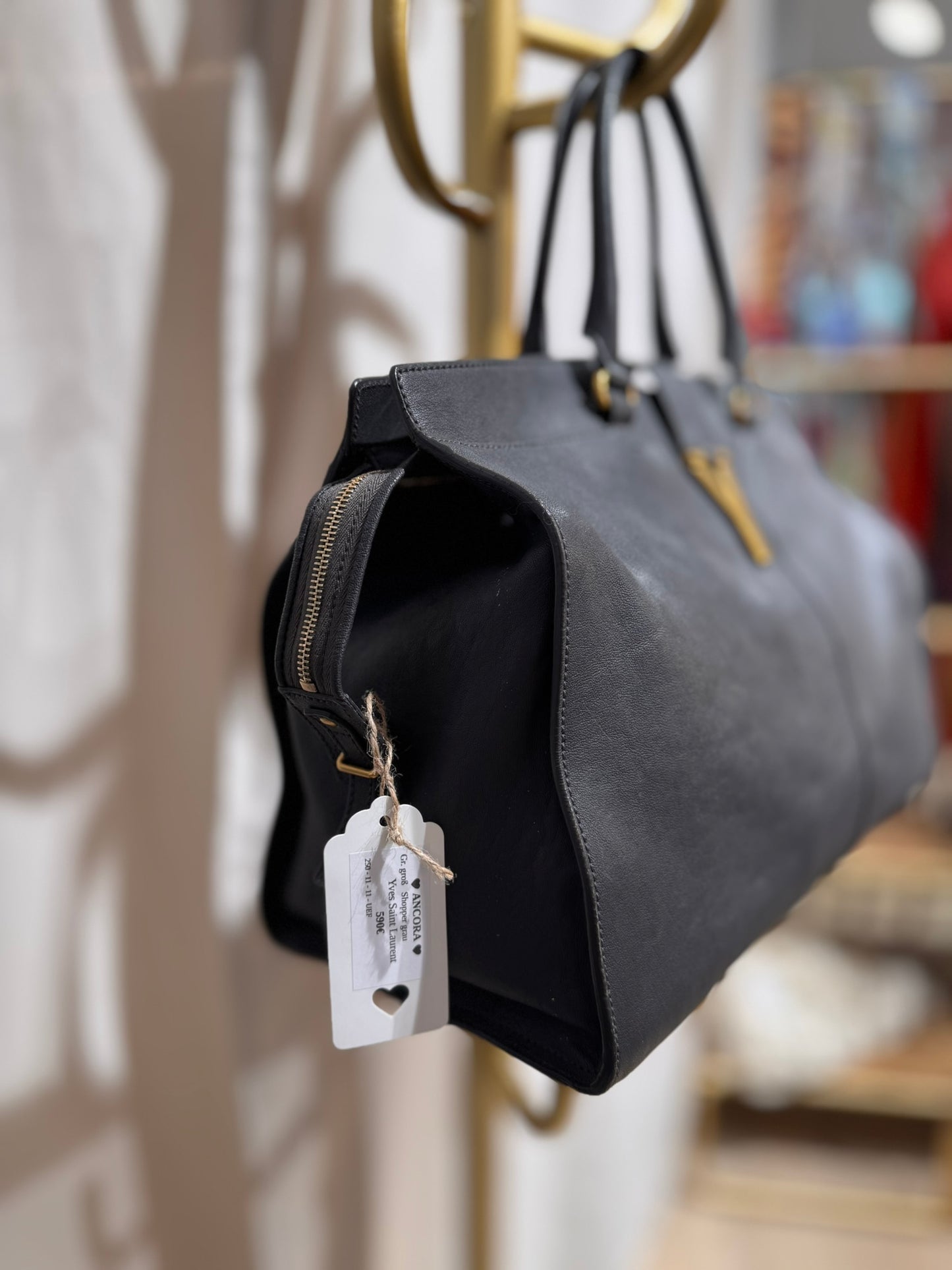Yves Saint Laurent Shopper - Leder grau
