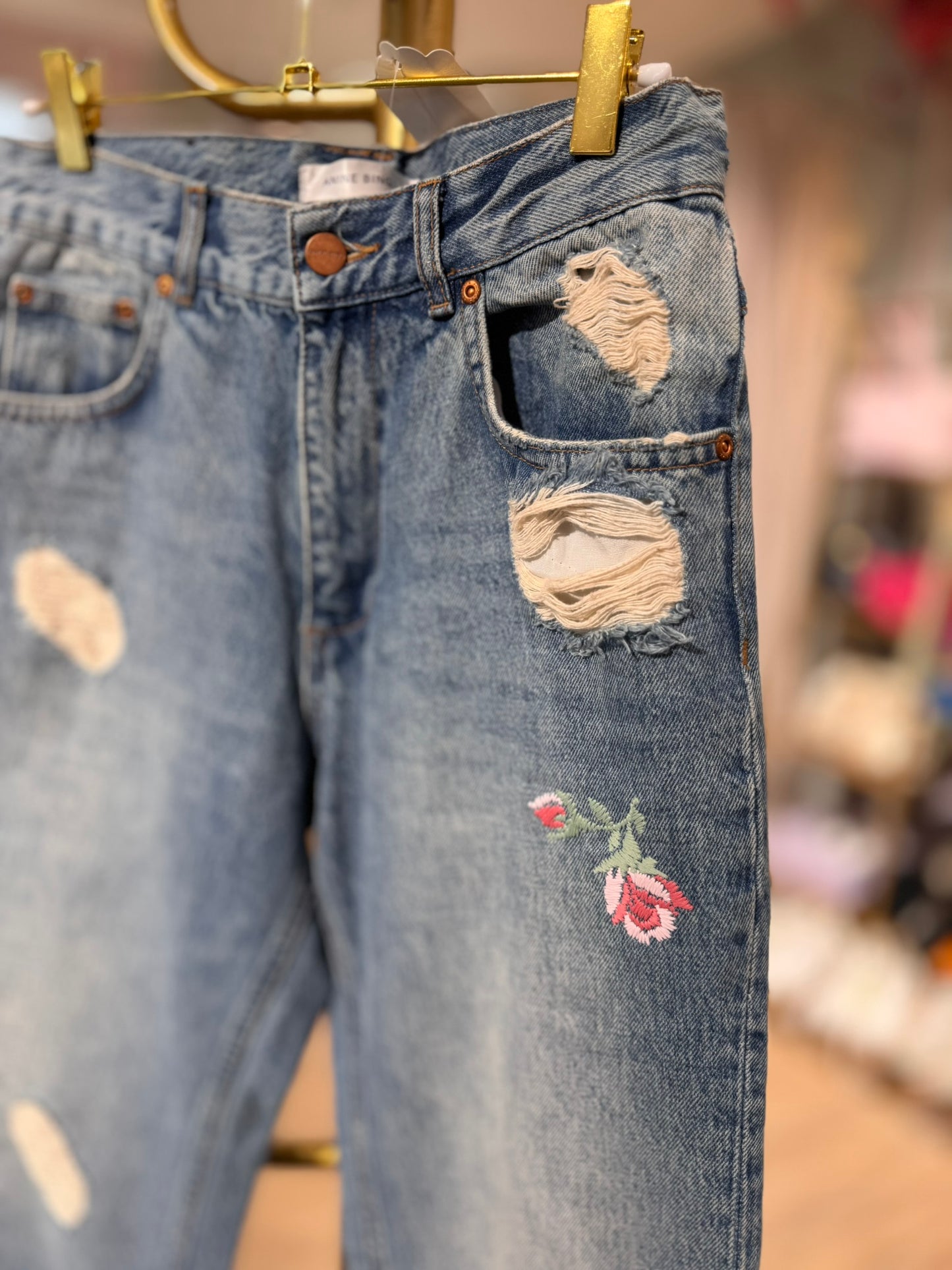 Anine Bing Jeans mit Blumenstickerei - Größe 26