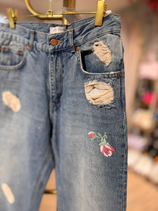 Anine Bing Jeans mit Blumenstickerei - Größe 26